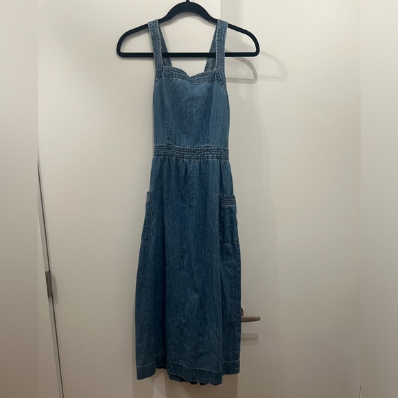 Madewell Tall Denim Apron Midi Dress - Picture 5 of 8